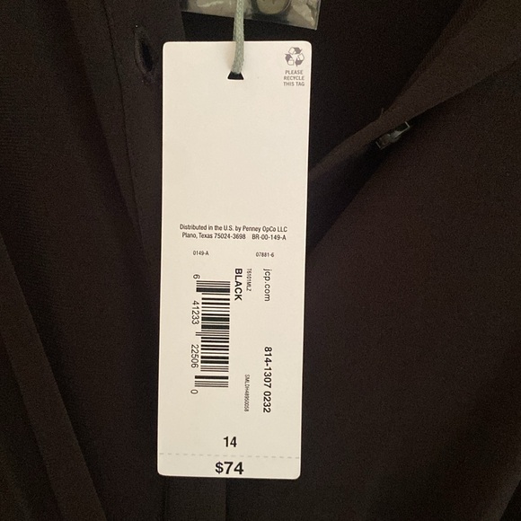 Liz Claiborne Black Long Sleeve Shirt Dress Front Knot 14 NWT - Picture 9 of 10